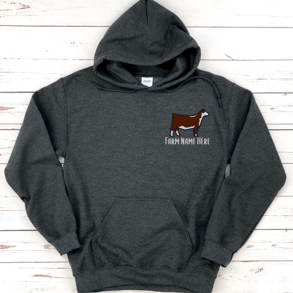 Custom Cattle Embroidered Sweatshirt, Custom Farm Logo Hoodie, Personalized Show Cattle Hooded Sweatshirt, Gift for Showmen