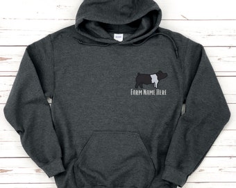 Custom Pig Embroidered Sweatshirt, Custom Farm Logo Hoodie, Personalized Show Hog Hooded Sweatshirt, Gift for Showmen