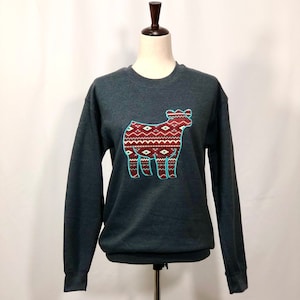 Show Steer Embroidered Crewneck – Livestock Sweatshirt for Cattle Showmen, Stock Show Apparel