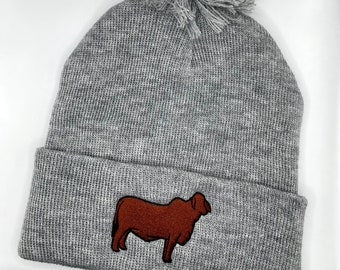 Brahman Beanie, Embroidered Livestock Hat, Show Cattle Hat, Brahma Heifer Stocking Cap