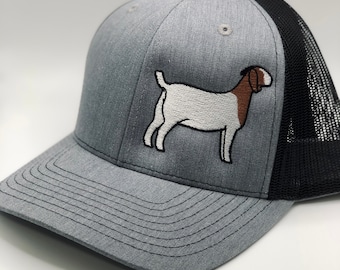 Gorra de camionero con cabra boer bordada: gorra ajustable para amantes de las cabras