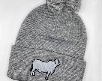 Brahman Beanie, Embroidered Livestock Hat, Show Cattle Hat, Brahma Heifer Stocking Cap