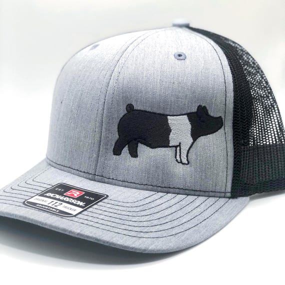 Hampshire Show Pig Embroidered Hat – Livestock Show & Farm Cap with Mesh Back