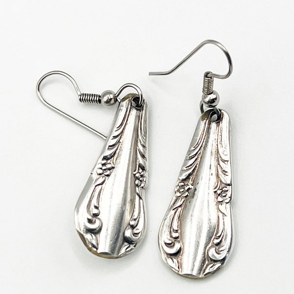 Pretty silver plated spoon handle dangle earrings