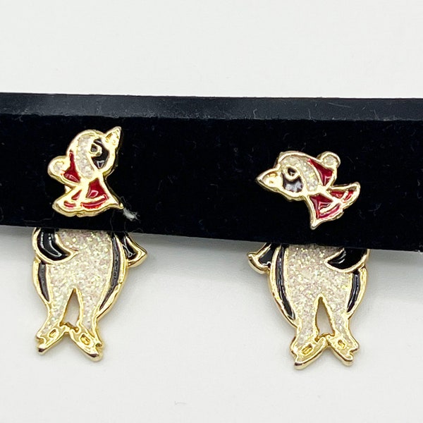 Fun little enamel penguins two-part holiday winter earrings