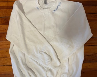 Custom Hand Embroidered Mama Sweatshirt (add your kids names)