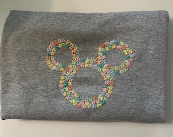 Custom Disney Floral Embroidered Crewneck