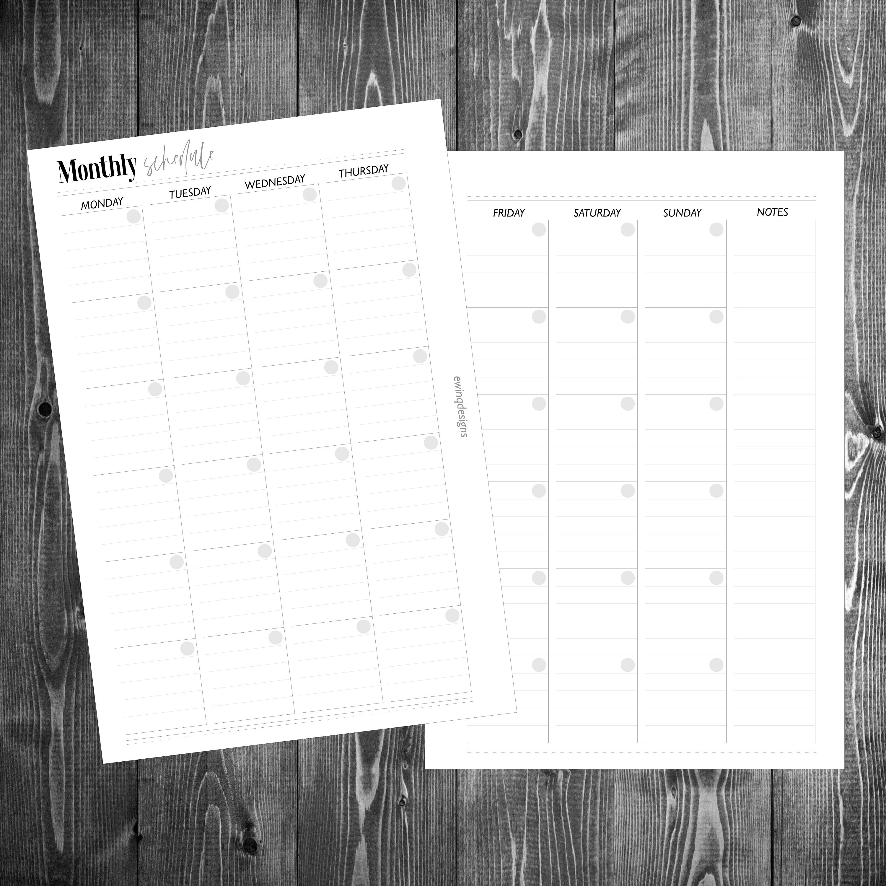 Monthly Undated Calendar Half letter / a5 size printable Etsy