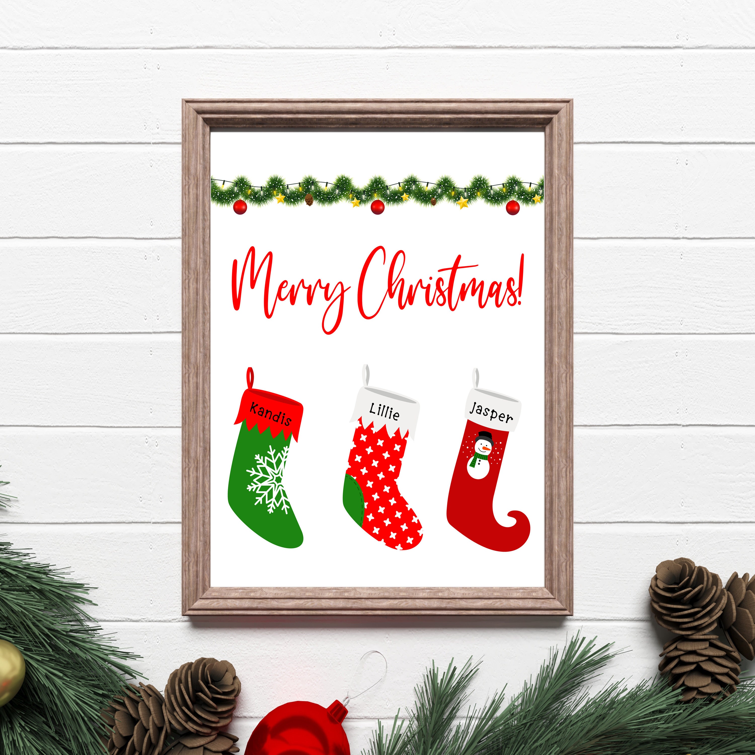 Christmas Stockings Personalized Printable Sign Merry - Etsy