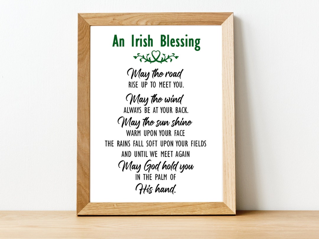 Irish Blessing Printable Wall Art, May the Road Rise up to Meet You, St. Patrick's Day Digital ...