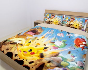 Pokemon Bedding Set Pokemon Duvet Pikachu Comforter Twin Etsy