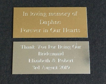 Memorial Plaque Door Sign Bench Plate In Silver Or Brass Effect
