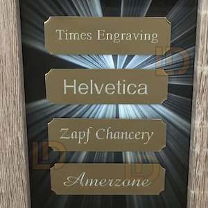 Engraved Plate Gold or Silver, Self Adhesive, Engraved Plaque, Name Plate, Picture Frame, Choice of Fonts, Concave Corners
