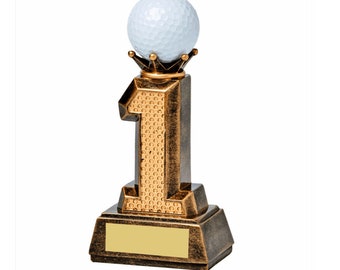 Hole in One Golf Trophy - Resin Golf Ball Holder - 125mm (5 inch) High - Antique Gold