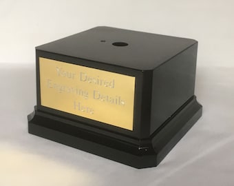 Trophy Base / Plinth, Weighted Square Black Trophy Base, Ideal for Models Figures in Various Sizes, includes Gold or Silver Engraved Plaque