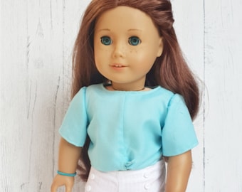 Bluzka American Girl z wiązaniem z przodu Beyond The Bunting Designs Prosty wzór na ubranka dla lalek American Girl o długości 18 cali – PDF