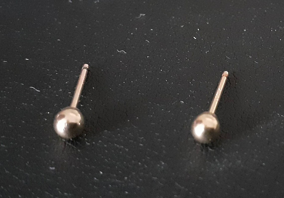 18K Solid Gold Ball Stud Earrings Real Gold Earrings 18 Etsy UK