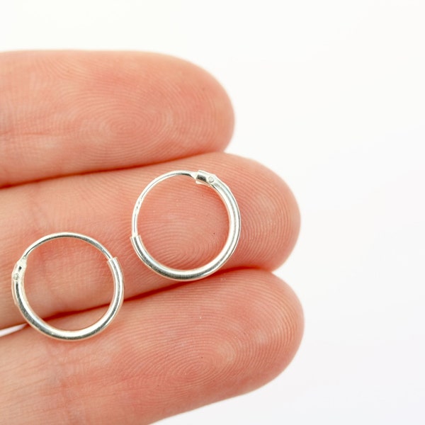 Pendientes de aro de plata de ley para hombre, aros criollos de plata maciza 925, aros diminutos para hombre, aros durmientes de plata 925, aros huggie de plata 925