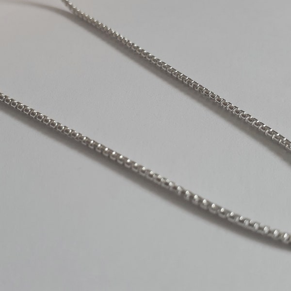 Sterling Silver Necklace, Solid Silver Rounded BOX Chain, 925 Stamped Italian Chain, Real Silver Box Necklace, Solid Silver Layering Chain