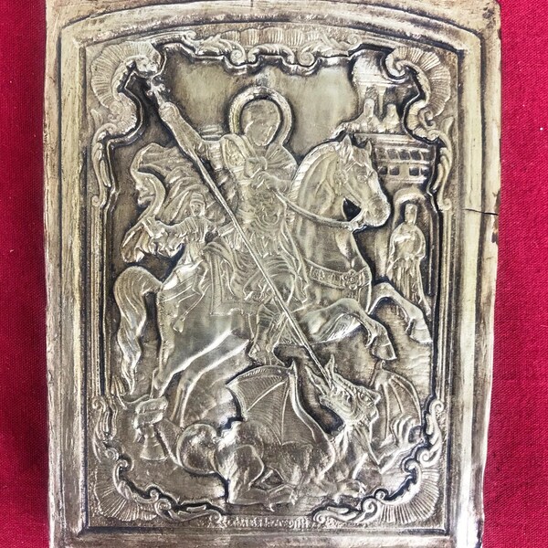 Bizantine Old Silver Orthodox icon of the St.George.