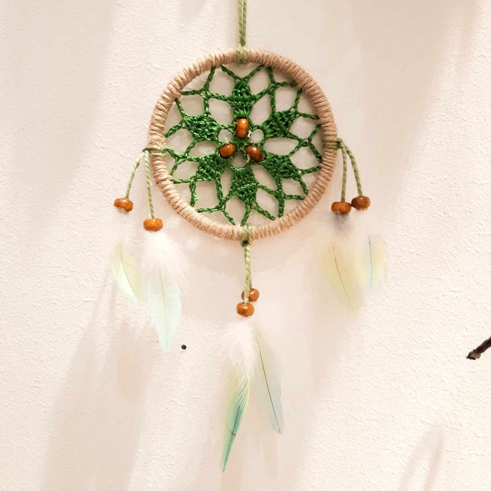 Mini Attrape-Rêves avec Napperon, Plumes Naturelles