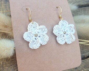 Boucles d'oreilles au crochet, fleurs au crochet