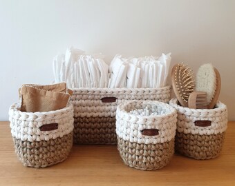 Set de paniers pour l'hygiène de bébé, paniers au crochet, rangements pour table à langer