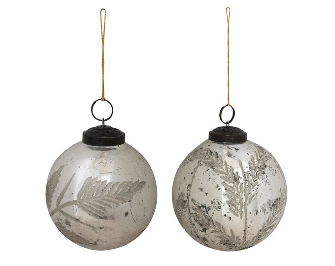 Etched Botanical Mercury Glass Ornament Etsy