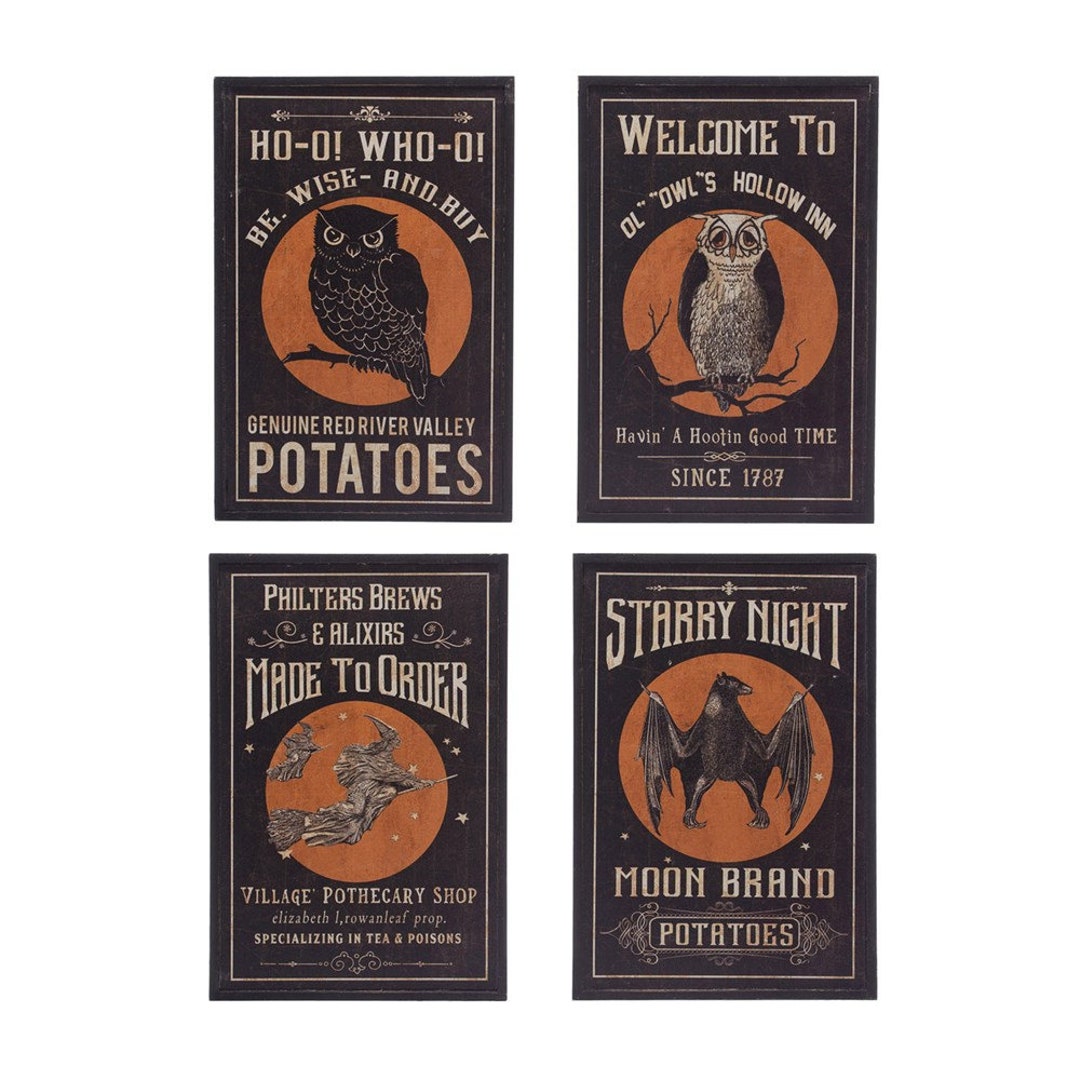 Vintage Styled Halloween Wood Wall Decor Etsy