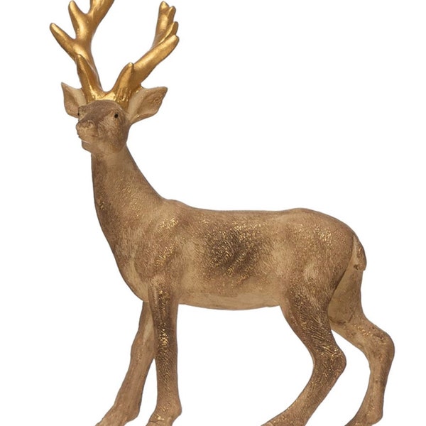 Gold Accented Deer Shelving & Tiered Tray Figurine Decor