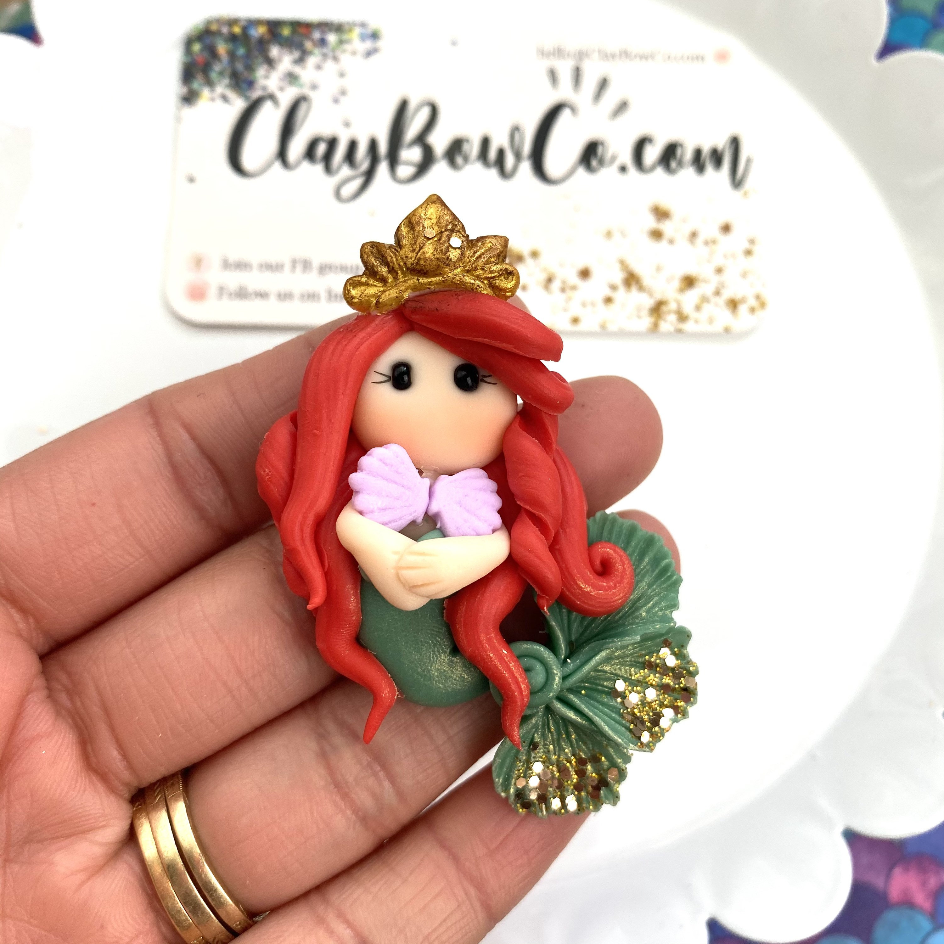 Mermaid, Ariel, CHOOSE ONE, Bow Clay Center, Clay Charm, Clay Bow ...