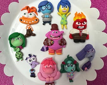 Inside Emotions Movie, joy, sadness, anger, Bow Clay center, clay charm, Clay bow center, polymer clay center, character clay, inside out,