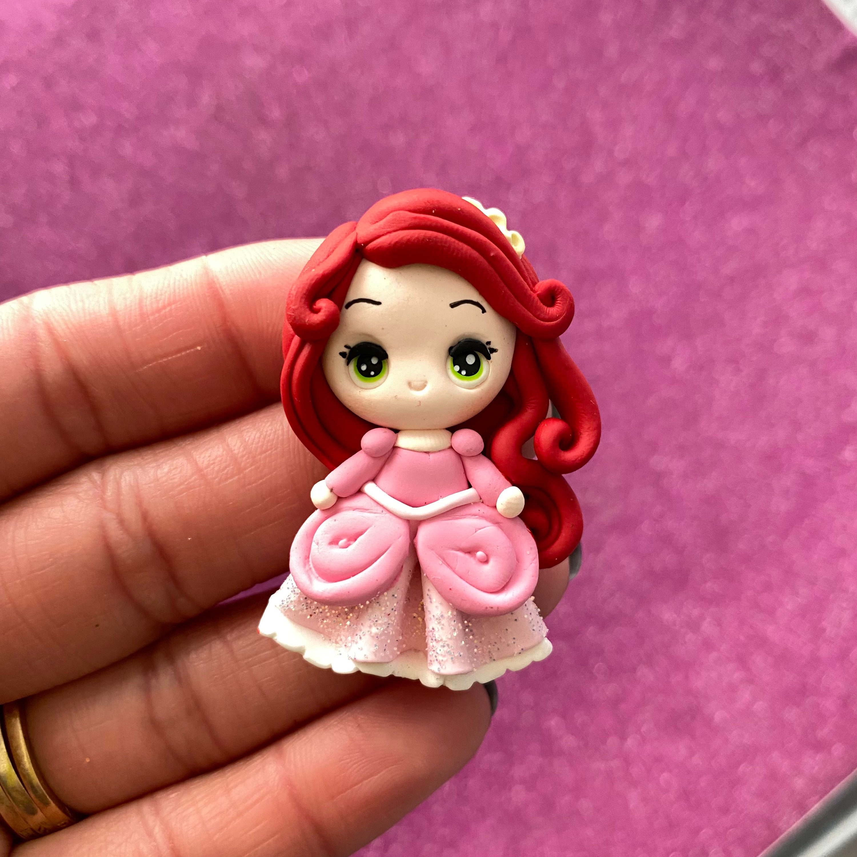 Pink Dress, Ariel, Mermaid, Bow Clay Center, Clay Charm, Clay Bow ...
