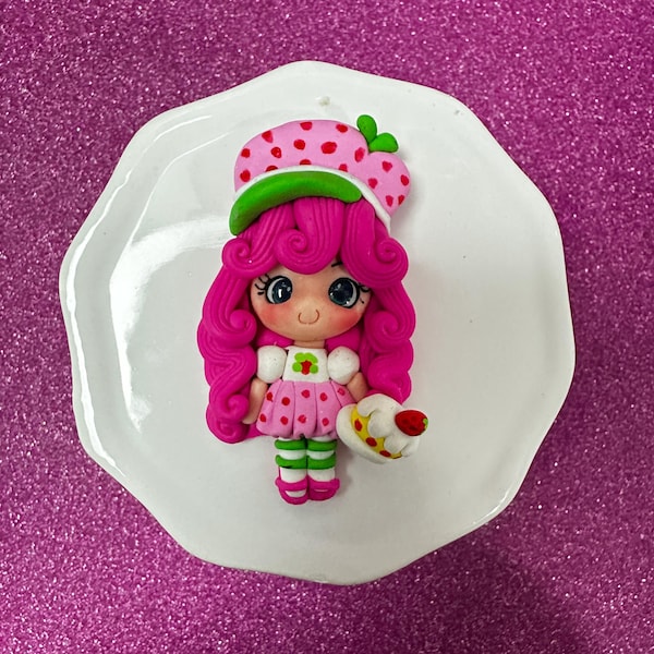 Fresa, Pastel, Charm de arcilla, parte trasera plana, suministros para manualidades, Estilo MS