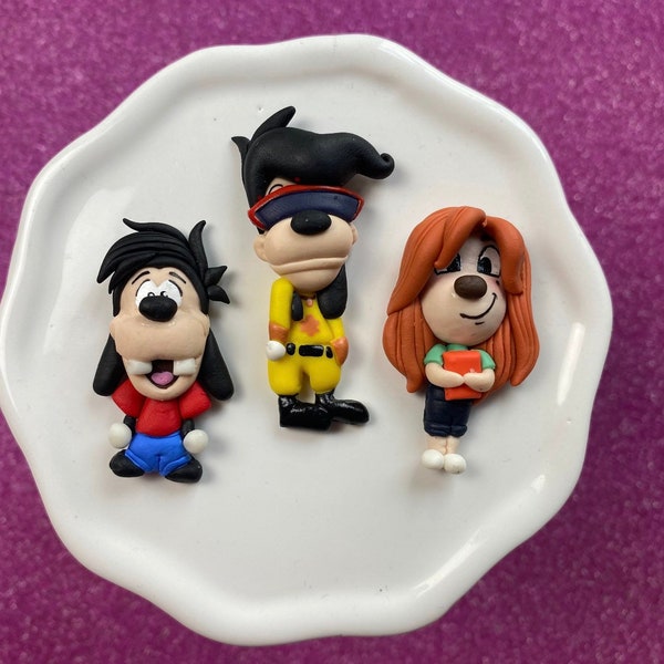 90’s Goof Movie, Bow Clay center, clay charm, Clay bow center, polymer clay center, character clay