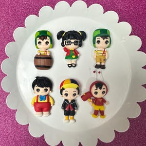 Chavo 8, chilindrina, quico, chapulin colorado, mexico, Bow Clay center, clay charm, Clay bow center, flat back, character clay, Big Eye