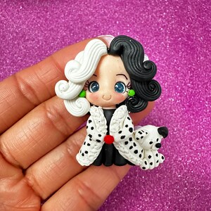 Princess villain, Choose One, clay charm, bow supplies, badge reel, style MS Cruella