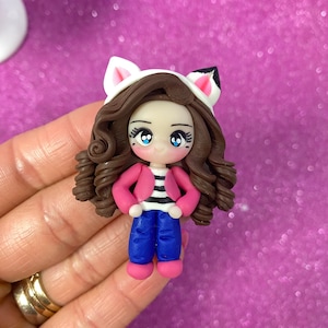 Gabby, dollhouse, Bow Clay center, clay charm, Clay bow center, polymer clay center, character clay, princess, gabby