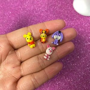 TINY, Bear, pig, , Princess, Bow Clay center, clay charm, Clay bow center, polymer clay center, character clay, pooh