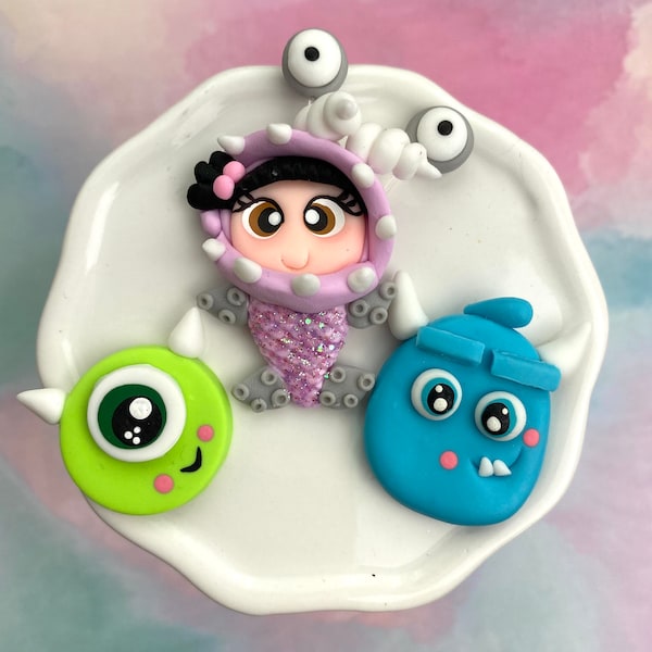 Monsters, CHOOSE ONE, boo, sully, mike, Bow Clay center, clay charm, Clay bow center, polymer clay center, character clay, princess