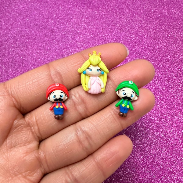 Princess peach, Mario, Luigi, Princess, Bow Clay center, clay charm, Clay bow center, polymer clay center, character clay