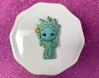 Lady liberty, Bow Clay center, clay charm, Clay bow center, polymer clay center, frappuchino clay, big eye