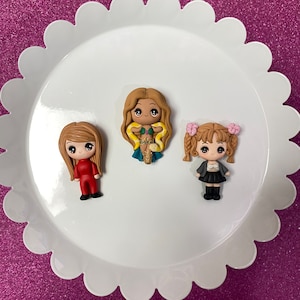 Pop Princess Singer, CHOOSE ONE, Bow Clay center, clay charm, Clay bow center, polymer clay center, frappuchino clay, big eye