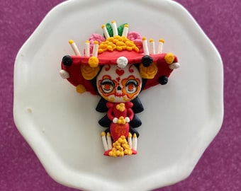 La muerte, book of life, Bow Clay center, clay charm, Clay bow center, polymer clay center, character clay