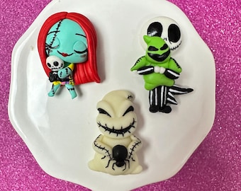 Nightmare, Jack, Sally, CHOOSE ONE, Bow Clay center, clay charm, Clay bow center, flatback , character clay