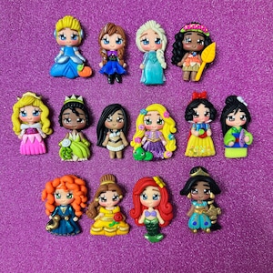 Princess clay, Choose One, Bow Clay center, clay charm, Clay bow center, polymer clay center, princess, ariel, moana, cinderella, belle