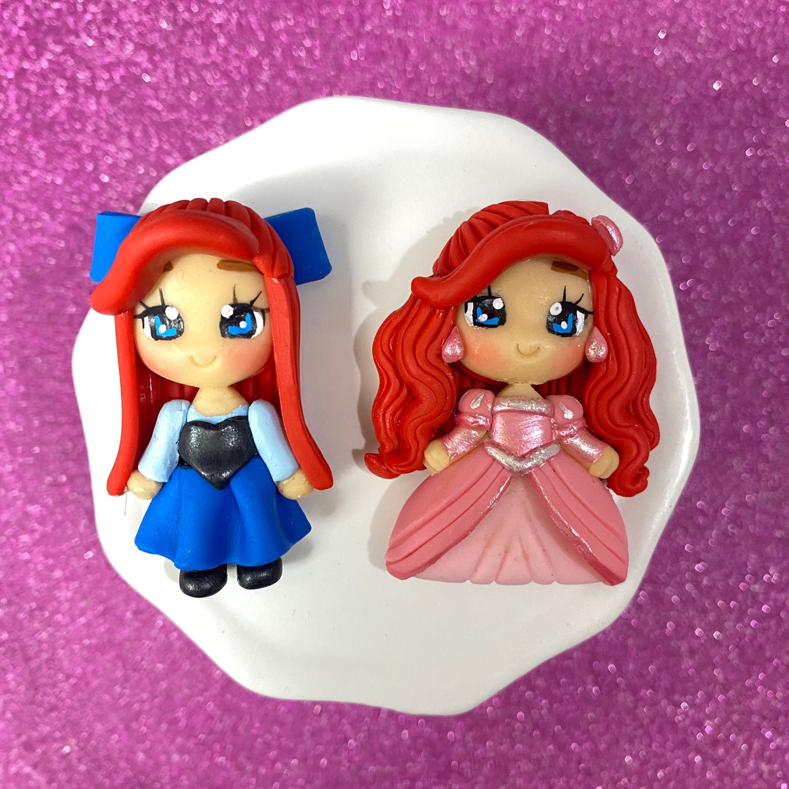 Pink Dress Ariel Mermaid Bow Clay Center Clay Charm Clay - Etsy