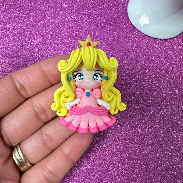 Video game Bros, Princess, Peach, Bow Clay center, clay charm, Clay bow center, polymer clay center, characters clay, Style V