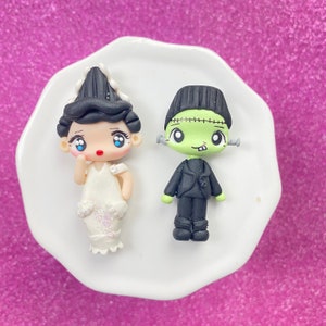 Frankenstein, bride, CHOOSE ONE, Bow Clay center, clay charm, Clay bow center,polymer clay center, character clay