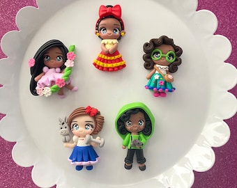 Enchanted House Sisters, CHOOSE ONE, Bow Clay center, clay charm, Clay bow center, polymer clay center, character clay, encanto